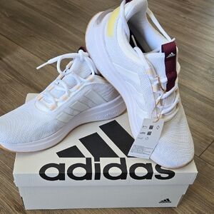 Adidas Women's White and Burgundy Sneakers